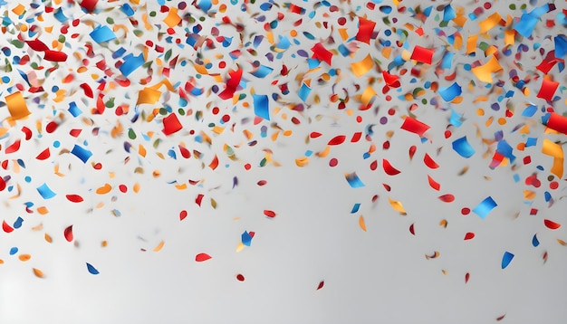 un confetti coloré est jeté sur un fond blanc