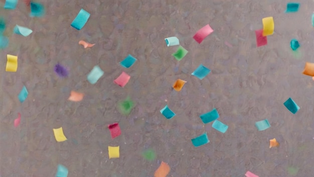 un confetti coloré est sur une surface humide