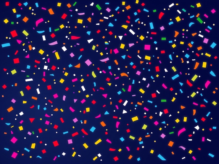 Photo un confetti coloré avec un fond bleu