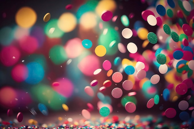 Un confetti coloré tombe sur une table.