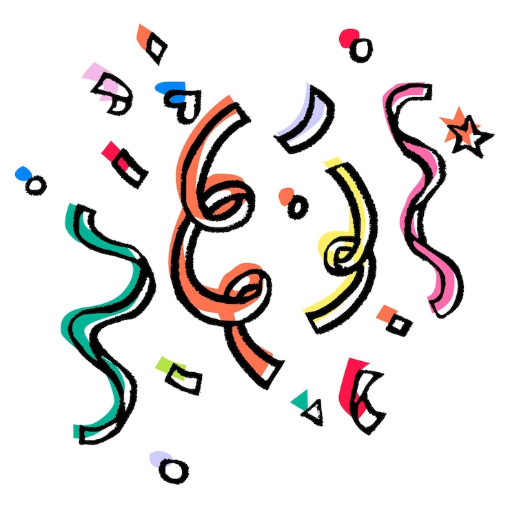 Photo confetti de fête png doodle collage élément graphique de fête sur fond transparent