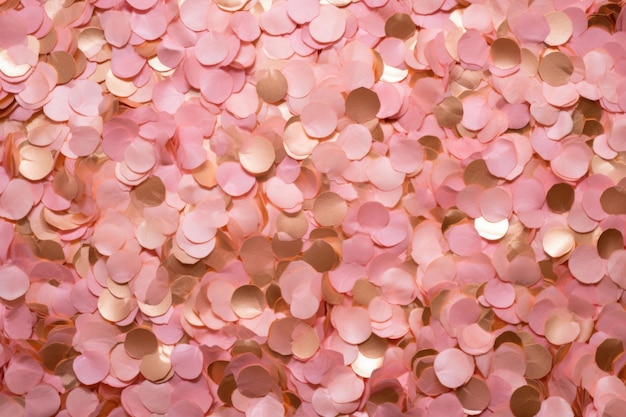 Confetti en feuille rose Or et fond de couleur rose Explosion de confetti illustration générée par l'IA