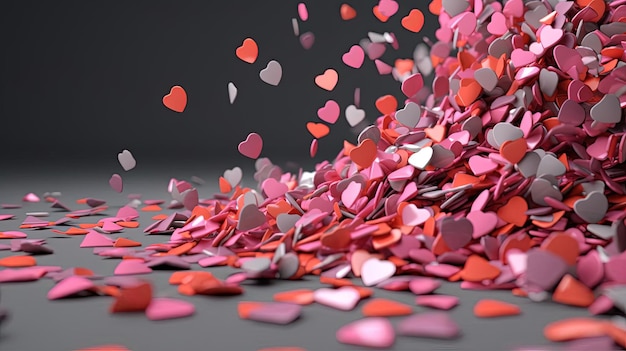 un confetti rose sur fond gris