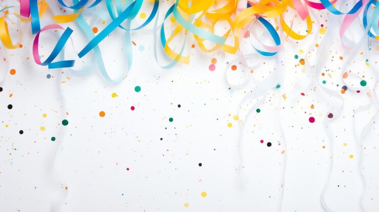 Photo des confettis colorés et des rayures de fond du nouvel an