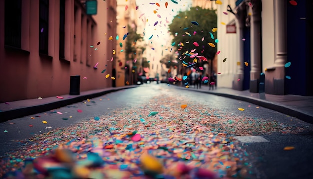 Confettis dans la rue