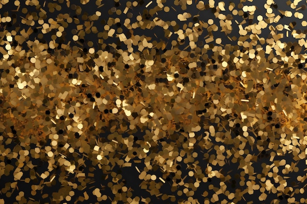 Confettis dorés sur fond noir Décoration festive