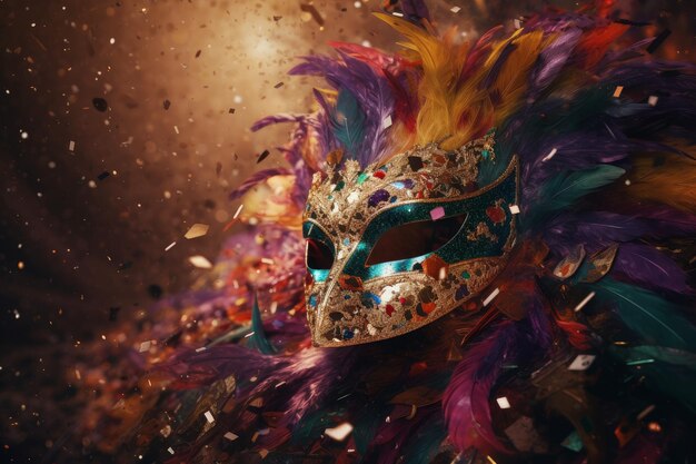 Confettis de masque de mardi gras Generate Ai