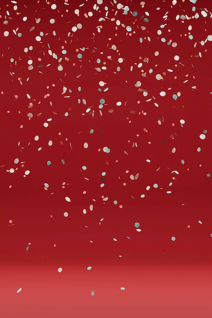 Confettis ronds argentés sur fond rouge rendu 3D