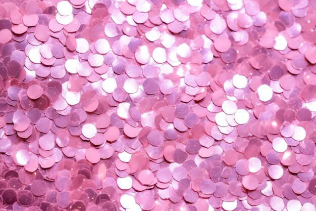 Confettis roses sur fond blanc Fond rose Fond de vacances