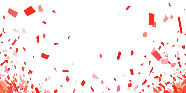 Photo des confettis rouges sur du blanc.
