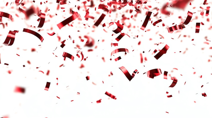 Photo des confettis rouges qui tombent.