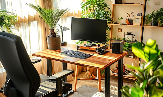 Configuration du bureau à domicile avec des meubles ergonomes