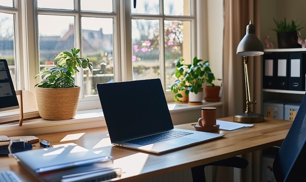 Configuration optimisée du bureau à domicile Travail à distance et réunions virtuelles