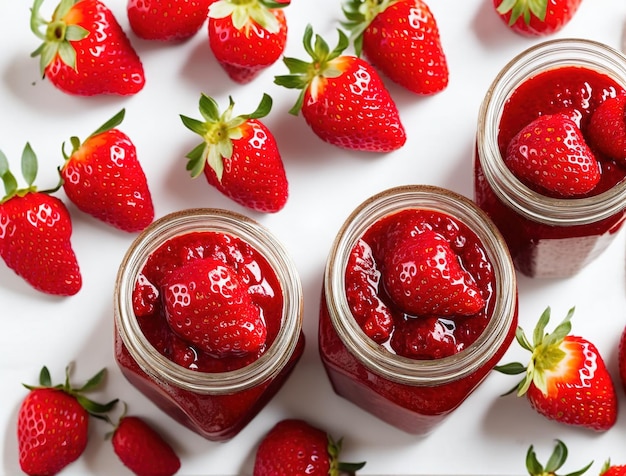 confiture de fraises au pot