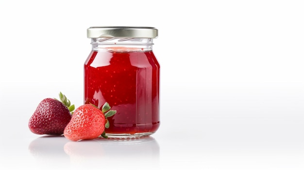 Confiture de fraises aux fraises sur fond blanc avec Generative AI