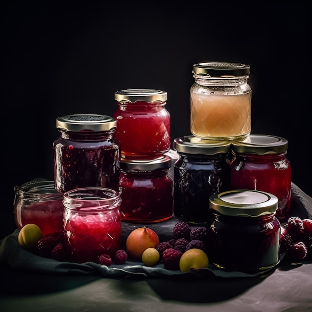 Confiture maison dans un bocal Génération Ai Illustration