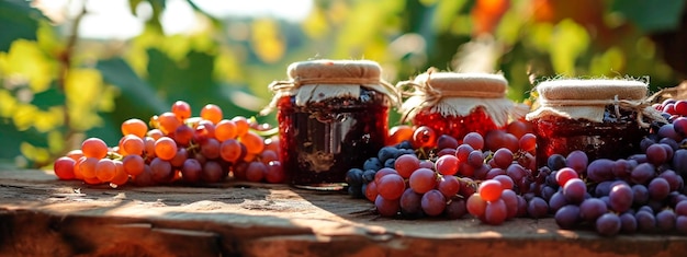 confiture de raisin dans un pot Concentration sélective