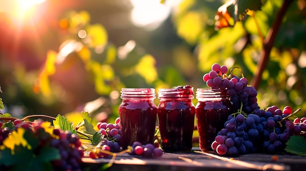 confiture de raisin dans un pot Concentration sélective