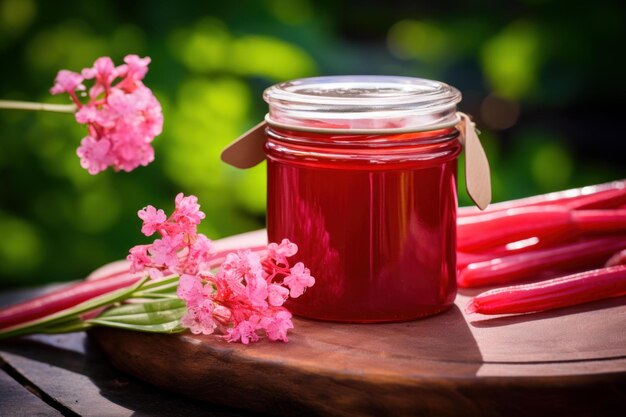 Photo la confiture de rhubarbe douce génère ai