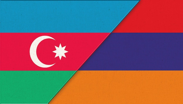 Conflit militaire entre l'Azerbaïdjan et l'Arménie Deux drapeaux ensemble