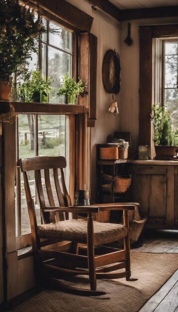 Photo le confort intemporel un voyage à travers l'intérieur confortable de la ferme vintage