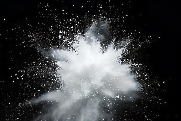 Photo congélation du mouvement de l'explosion de la poudre de couleur blanche