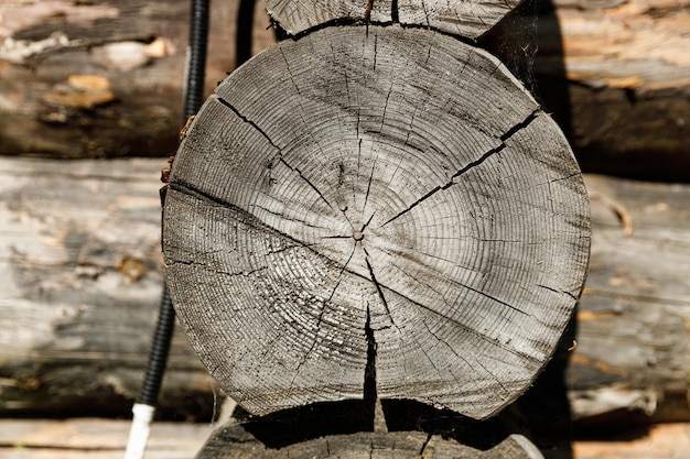 Connectez-vous dans une vieille maison en bois. photo de haute qualité