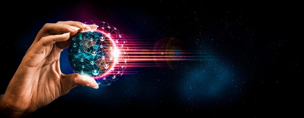 Connexion au réseau mondial couvrant la terre