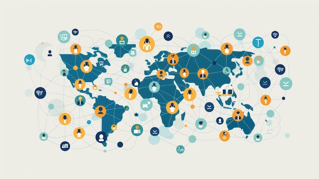Connexion au réseau mondial à travers la planète Terre connexion au réseau global et arrière-plan technologique généré par l'IA