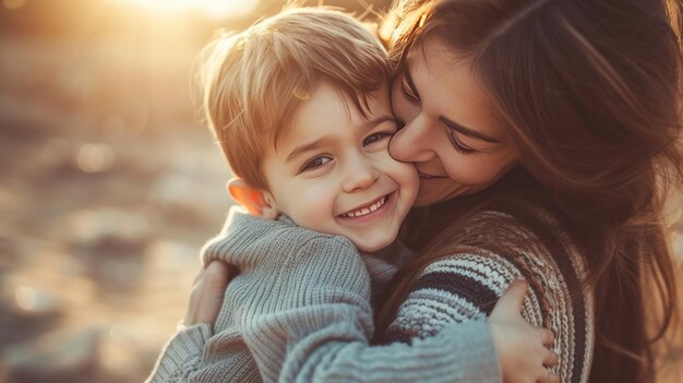 La connexion bénie capturant le bonheur et l'amour à travers une belle mère et son adorable soeur