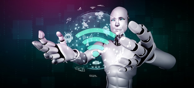 Connexion Internet contrôlée par robot IA et apprentissage automatique