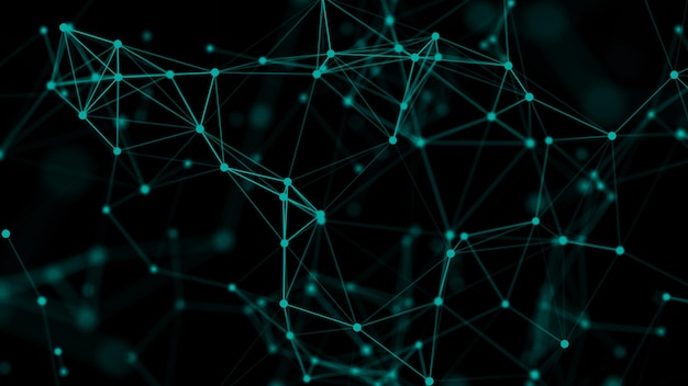 Connexion de lignes et de points colorés dans l'espace Résumé numérique backgroundData connexions réseau 3d