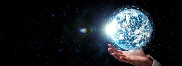 Connexion réseau globale couvrant la terre avec lien de perception innovante