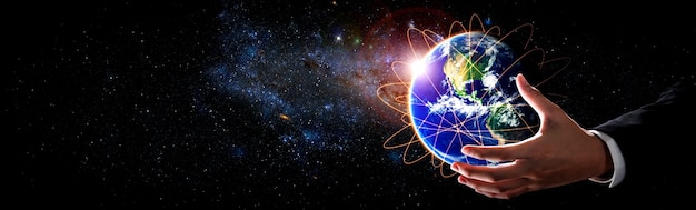 Connexion réseau globale couvrant la terre avec lien de perception innovante