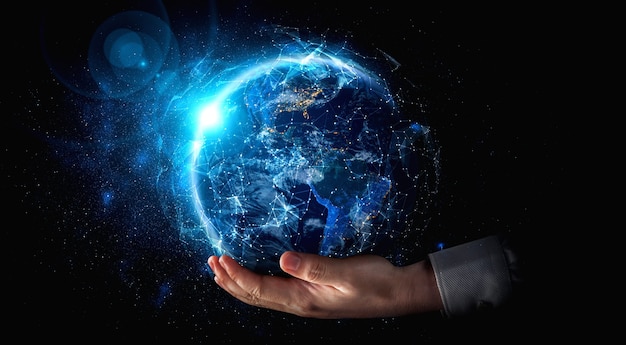 Connexion réseau globale couvrant la terre avec lien de perception innovante