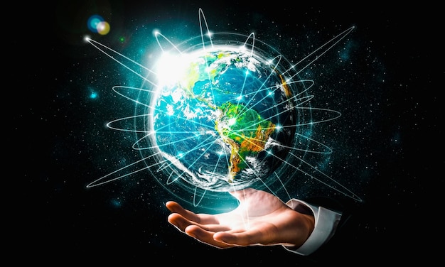 Connexion réseau globale couvrant la terre avec lien de perception innovante