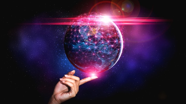 Connexion réseau mondial couvrant la terre avec un lien de perception innovante