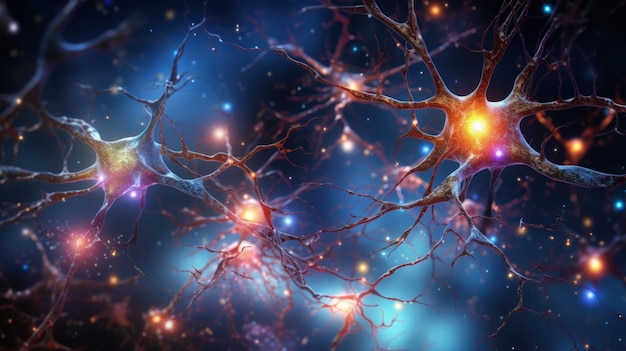 Connexions neuronales et synapses dans le cerveau IA générative