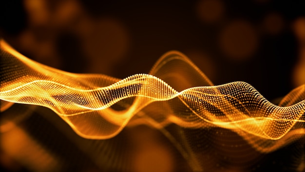 Connexions numériques de la technologie de flux d'onde des particules numériques défocalisées couleur or