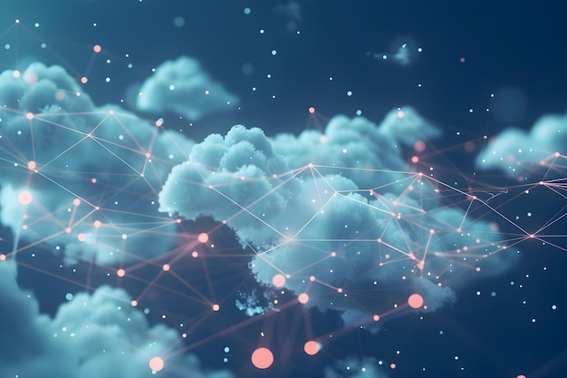 Les connexions de réseau en forme de nuage symbolisant le transfert de données dans la technologie du cloud computing Concept Cloud Computing Transference de données Connections de réseau Technologie Services cloud