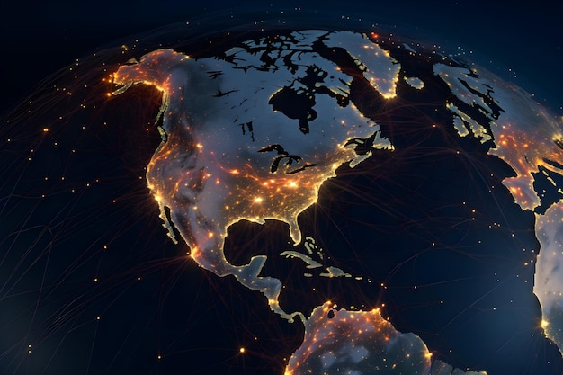 Connexions réseau mondiales dans le monde Generative AI