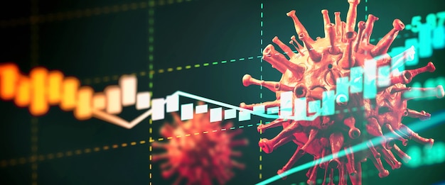 Économie mondiale et concept de virus corona. L'impact du coronavirus sur la bourse.