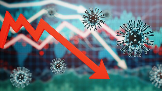 Économie mondiale et concept de virus corona. L'impact du coronavirus sur la bourse.