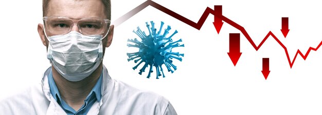 Économie mondiale et concept de virus corona. L'impact du coronavirus sur la bourse.