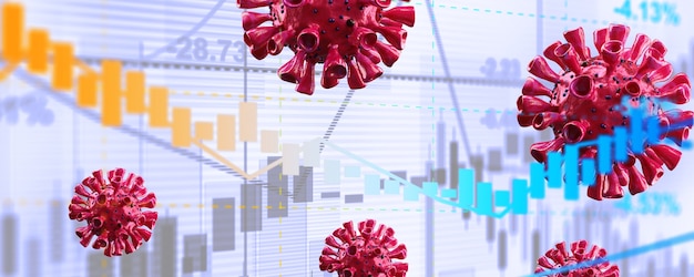 Économie mondiale et concept de virus corona. L'impact du coronavirus sur la bourse.