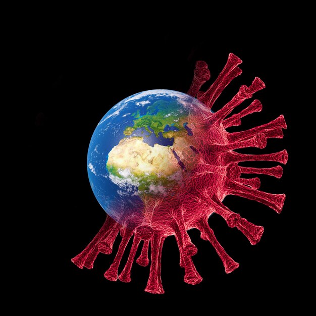 Économie mondiale et concept de virus corona L'impact du coronavirus sur l'illustration 3d mondiale