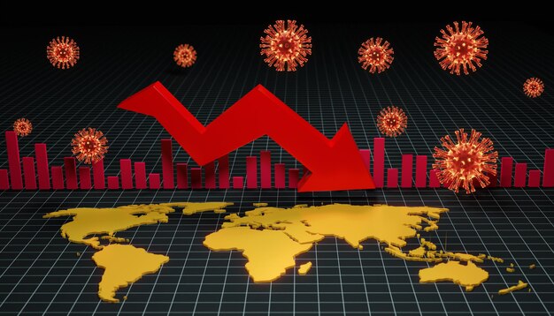 Économie mondiale et concept de virus corona. L'impact du coronavirus sur le monde. illustration 3D