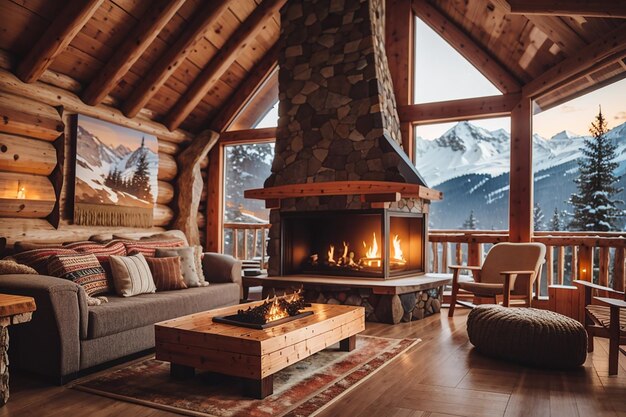 Photo conseil dans un gîte de montagne confortable avec une cheminée