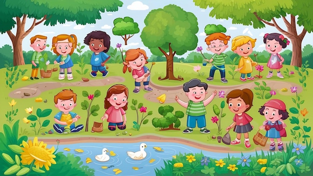 Conservation de l'environnement dans le jardin pour les enfants
