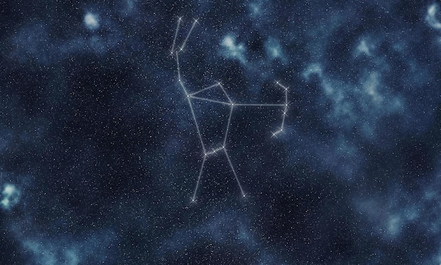 Constellation d'étoiles d'Orion, ciel nocturne, chasseur de lignes de constellation